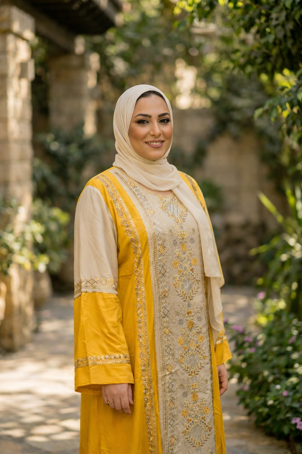 عباية كتان مطرزة