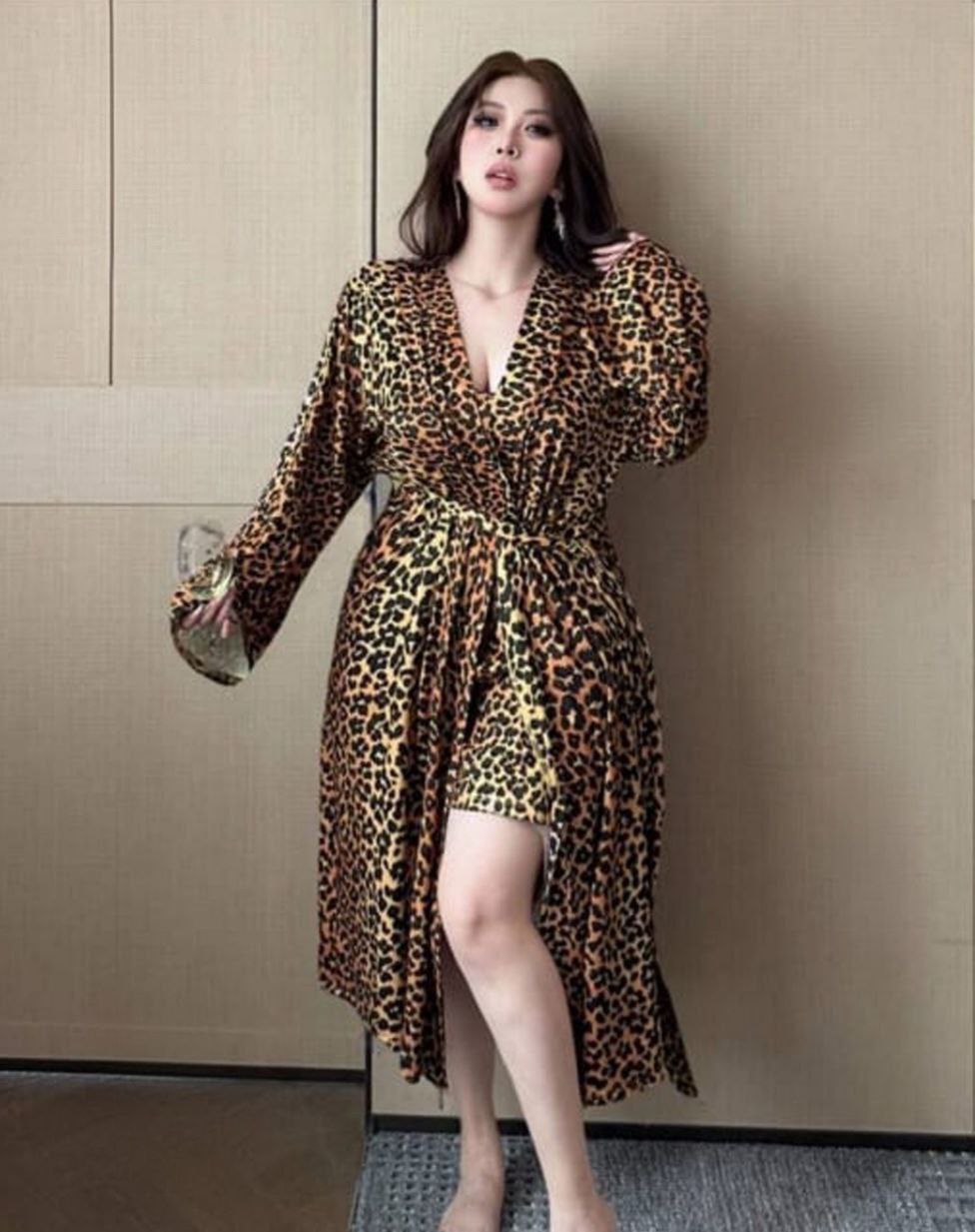 طقم لانجيري ليوبارد (قميص + روب)🐆