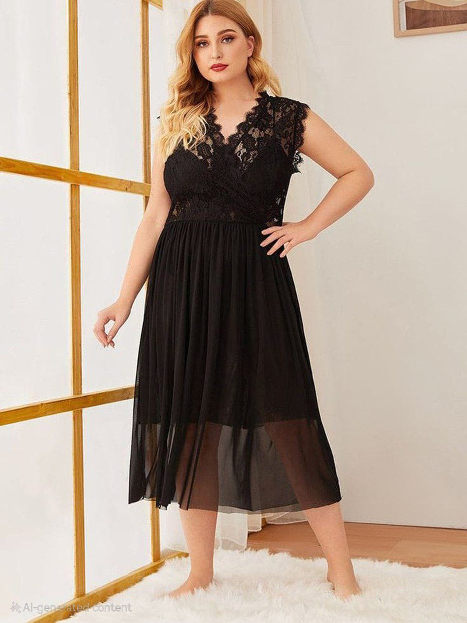 إيزابيلا – فستان أسود دانتيل قطعتين بيج سايز