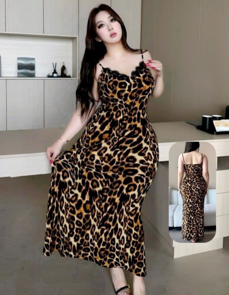 ✨ لانجيري طويل بطبعة ليوبارد – جرأة كلاسيك ولمسة أنوثة قوية 🐆🖤