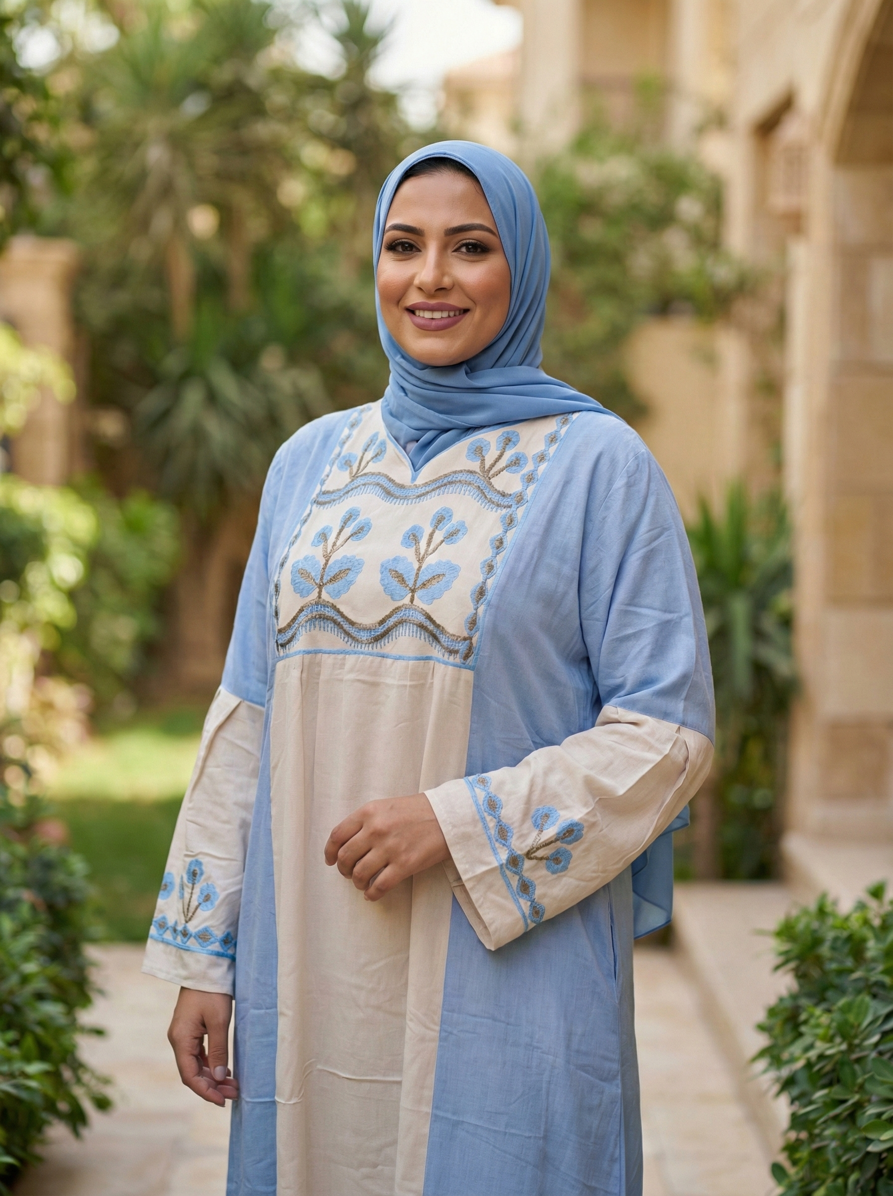 عباية كتان تطريز ورد 🌹