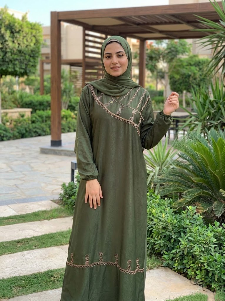 عباية ستان مطرزة دهبي✨️