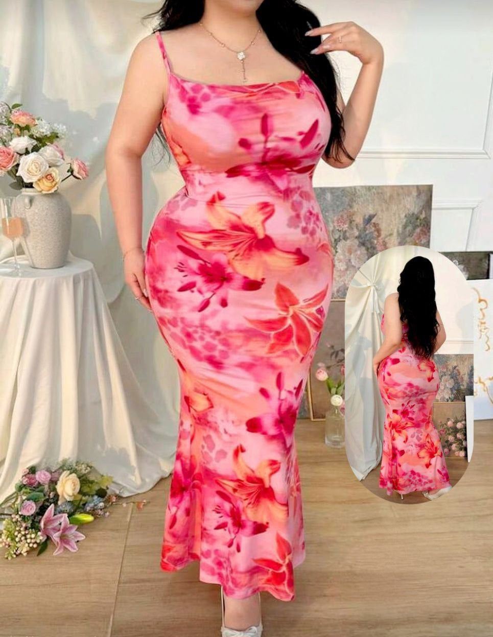 🌸 لانجيري طويل بيج سايز – أنوثة ناعمة بلمسة جذابة 💕