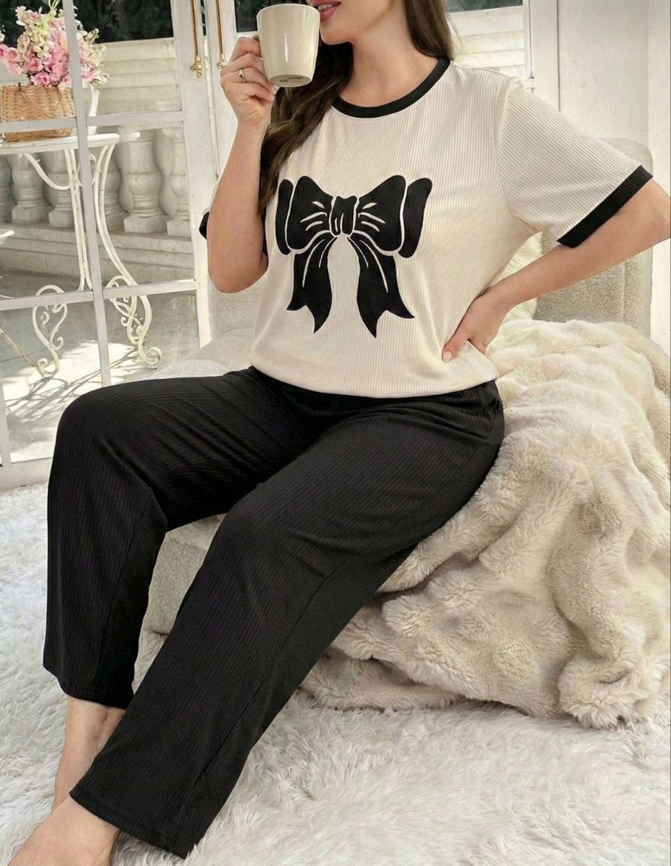 بيجامة بيج سايز – ستايل بسيط شيك 💝
