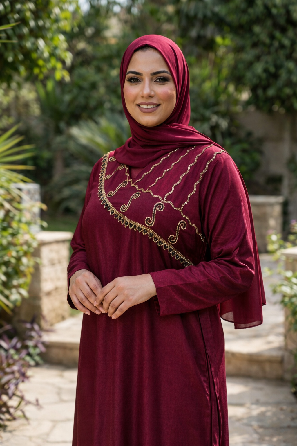 عباية ستان مطرزة دهبي✨️