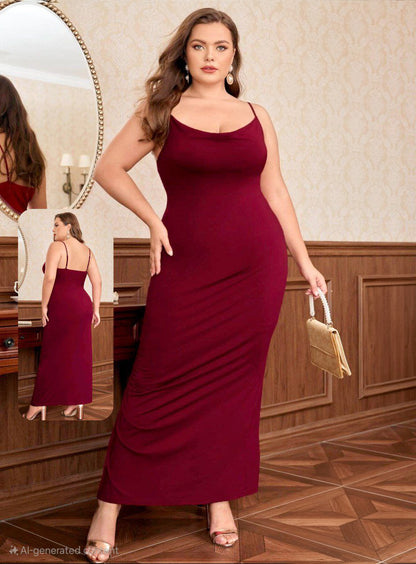 إيزابيلا – لانجيري سادة طويل بياقة كرو وشِق جانبي