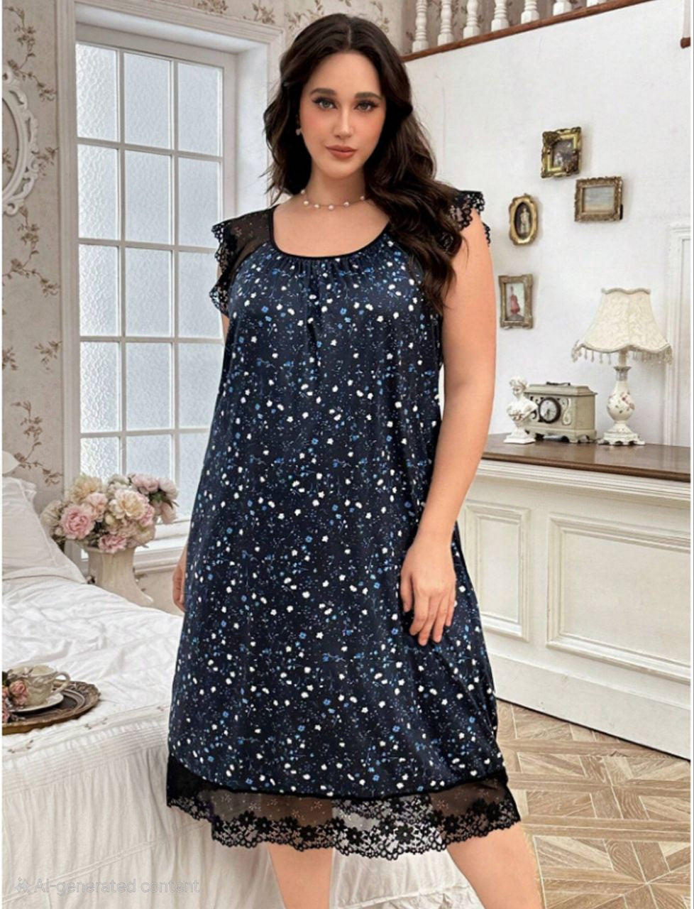 إيزابيلا – كاش بيج سايز قطن ليكرا بطباعة سبلميشن مع دانتيل