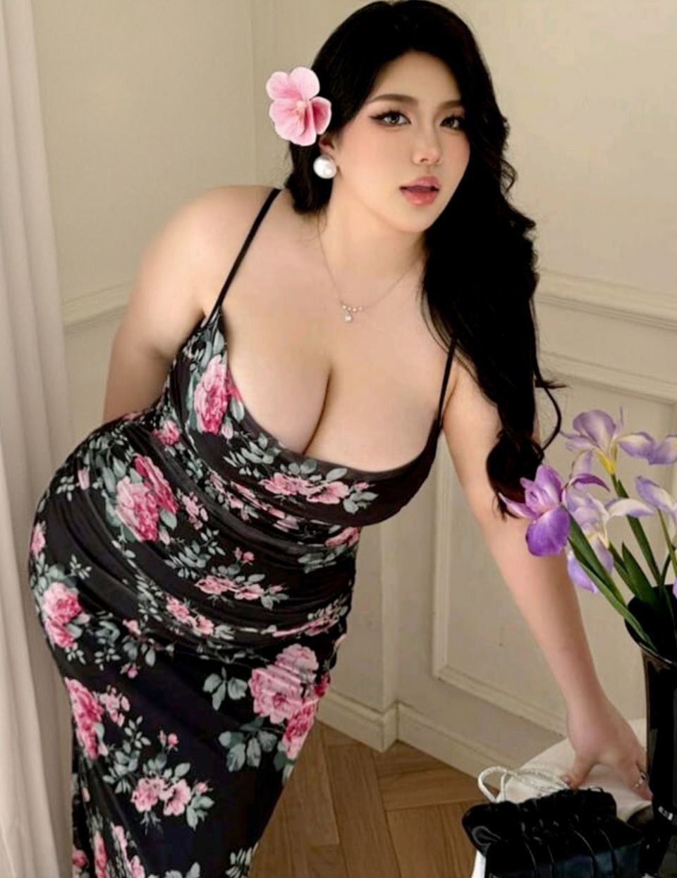 فستان لانجيري طويل فلورال🌸