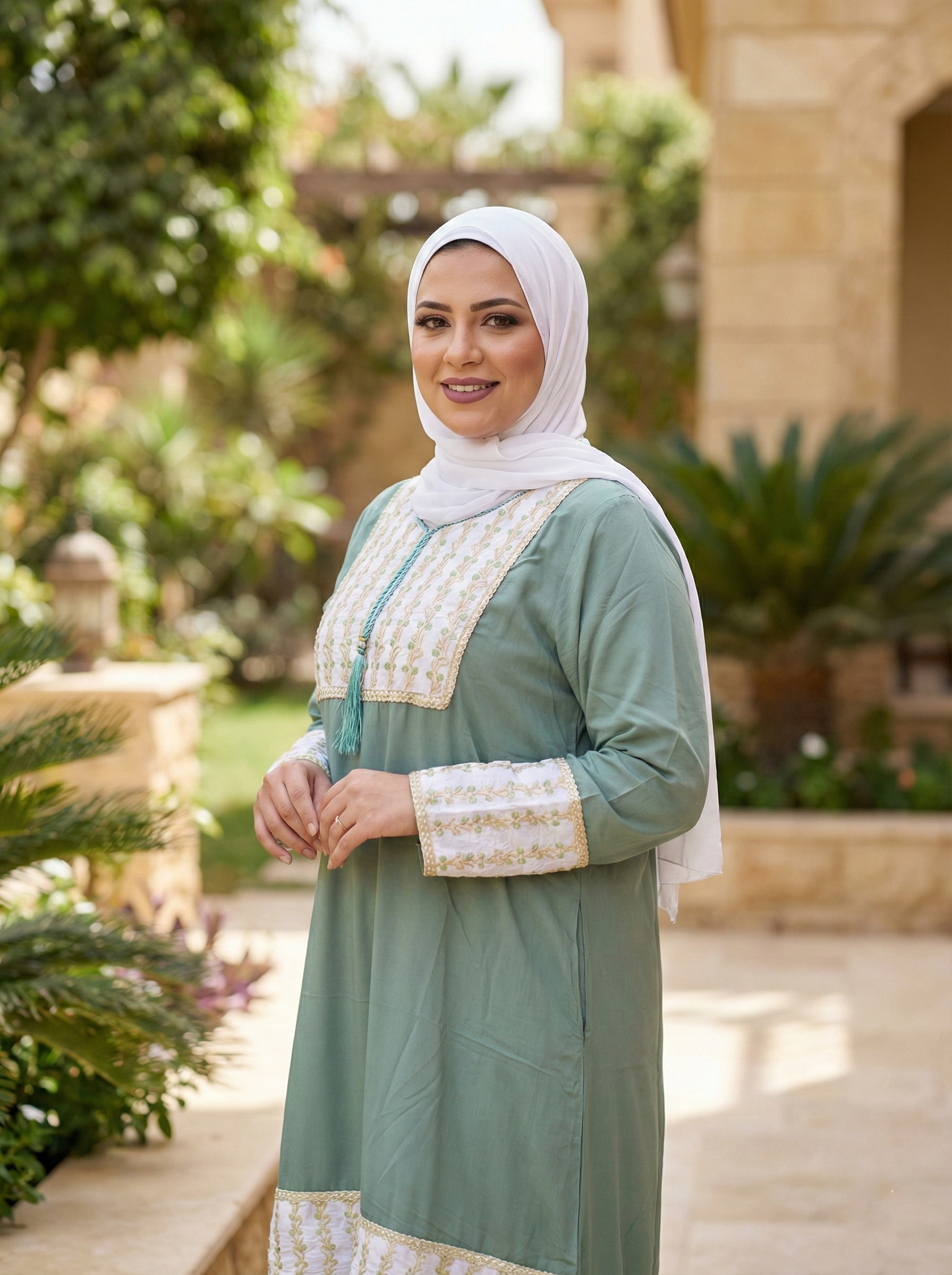 عباية قطن مطرزة من الصدر والاكمام 💃