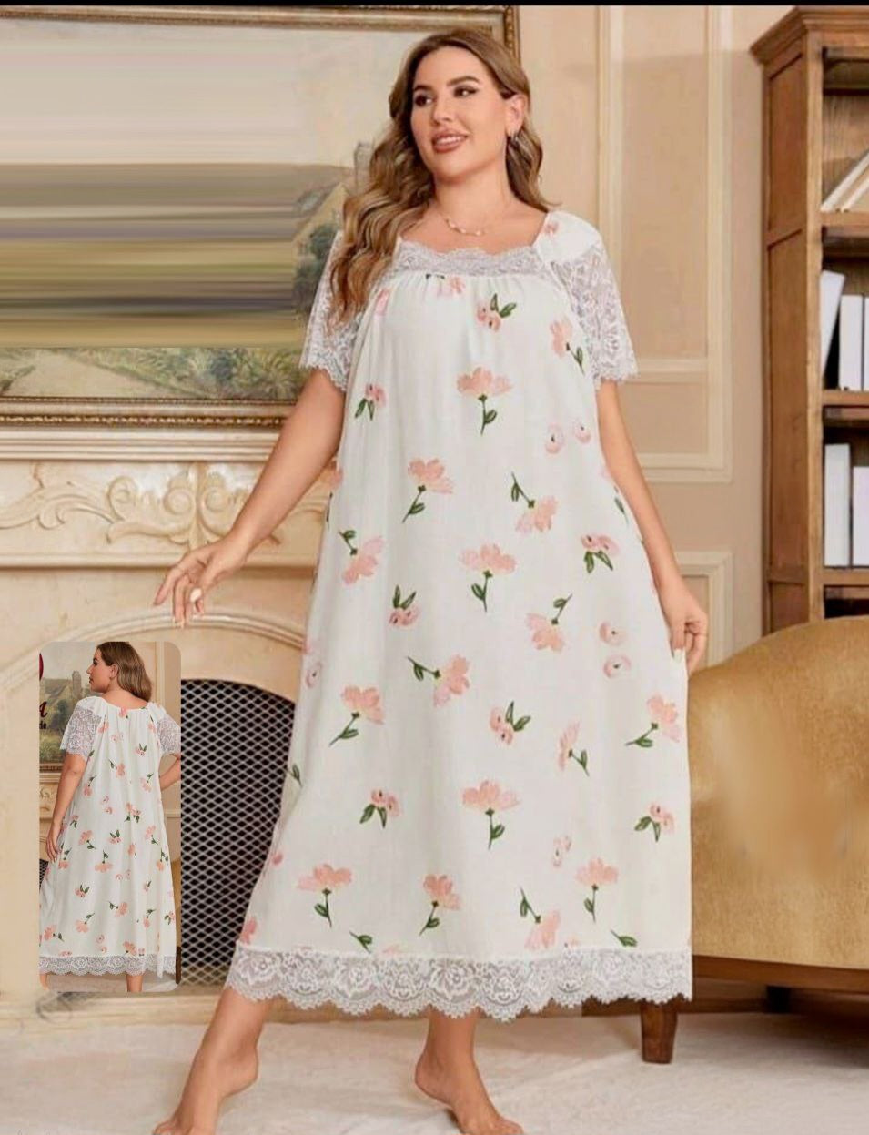 🌸 قميص نوم بيج سايز – دلع وأنوثة ناعمة 🖤✨️