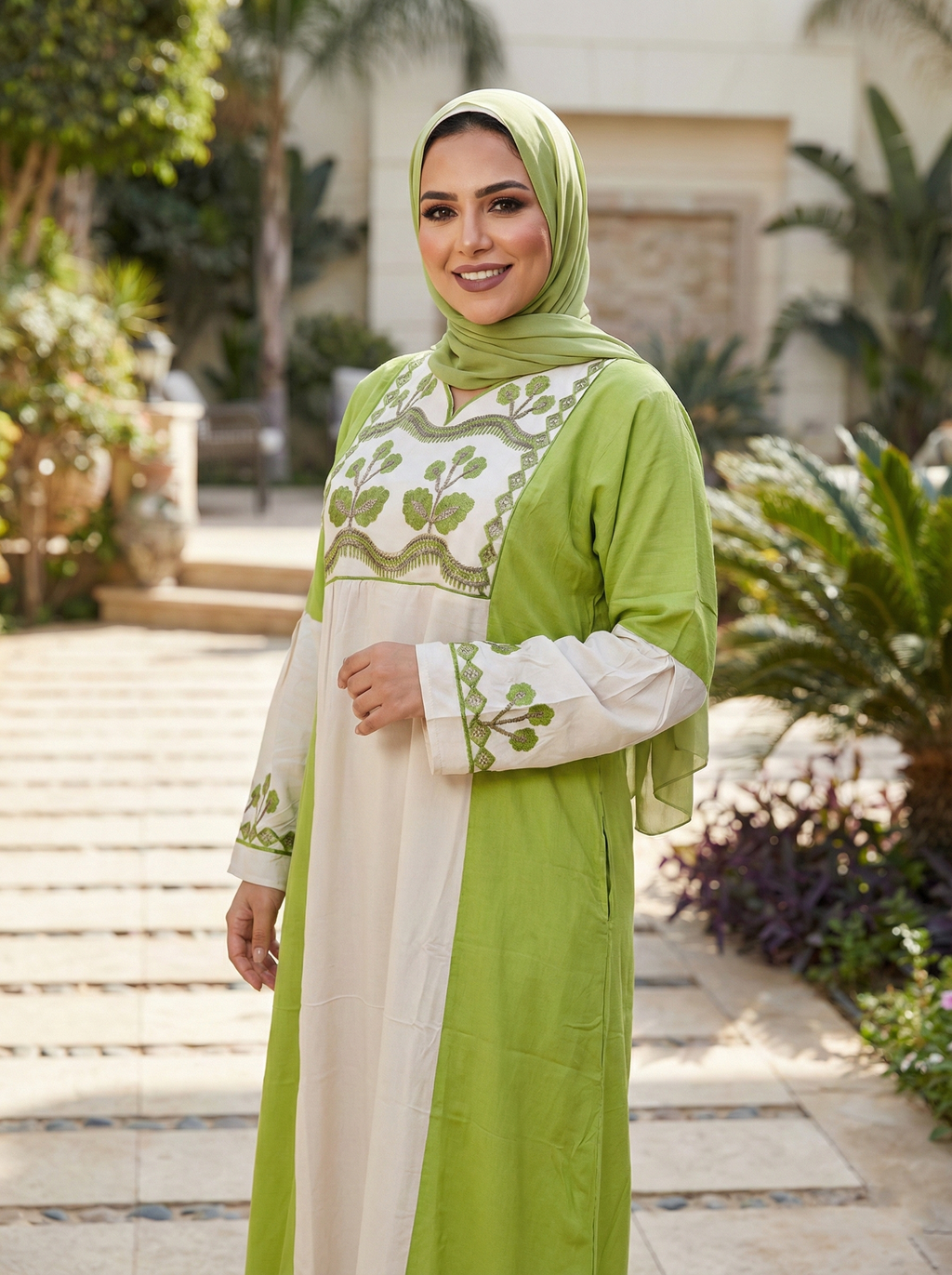 عباية كتان تطريز ورد 🌹