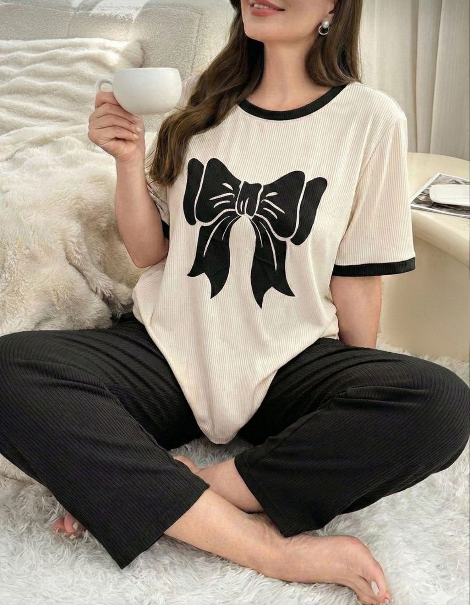 بيجامة بيج سايز – ستايل بسيط شيك 💝