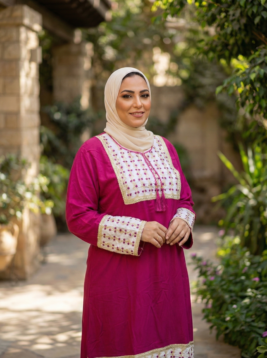 عباية قطن مطرزة من الصدر والاكمام 💃