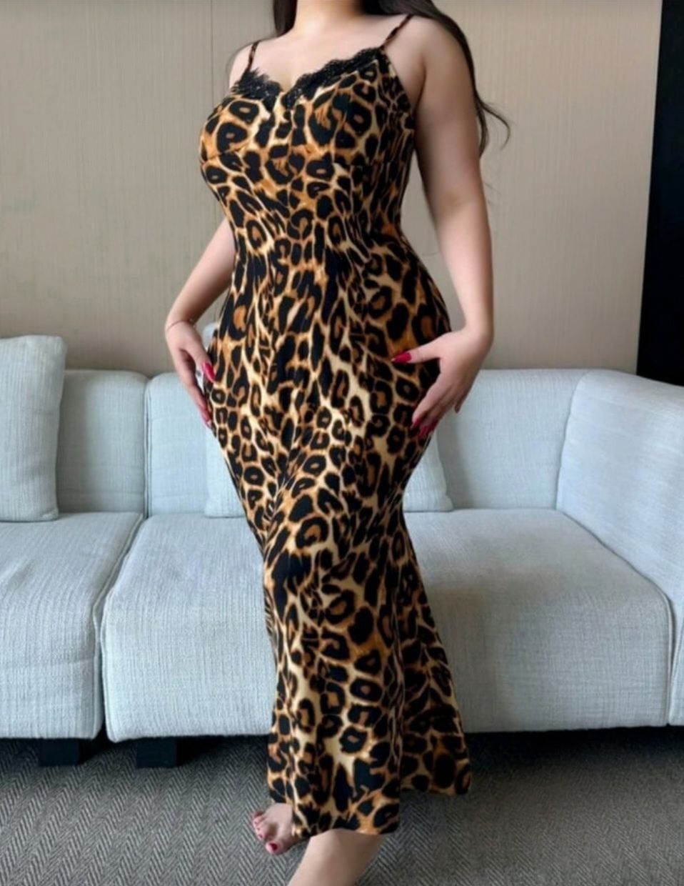 ✨ لانجيري طويل بطبعة ليوبارد – جرأة كلاسيك ولمسة أنوثة قوية 🐆🖤