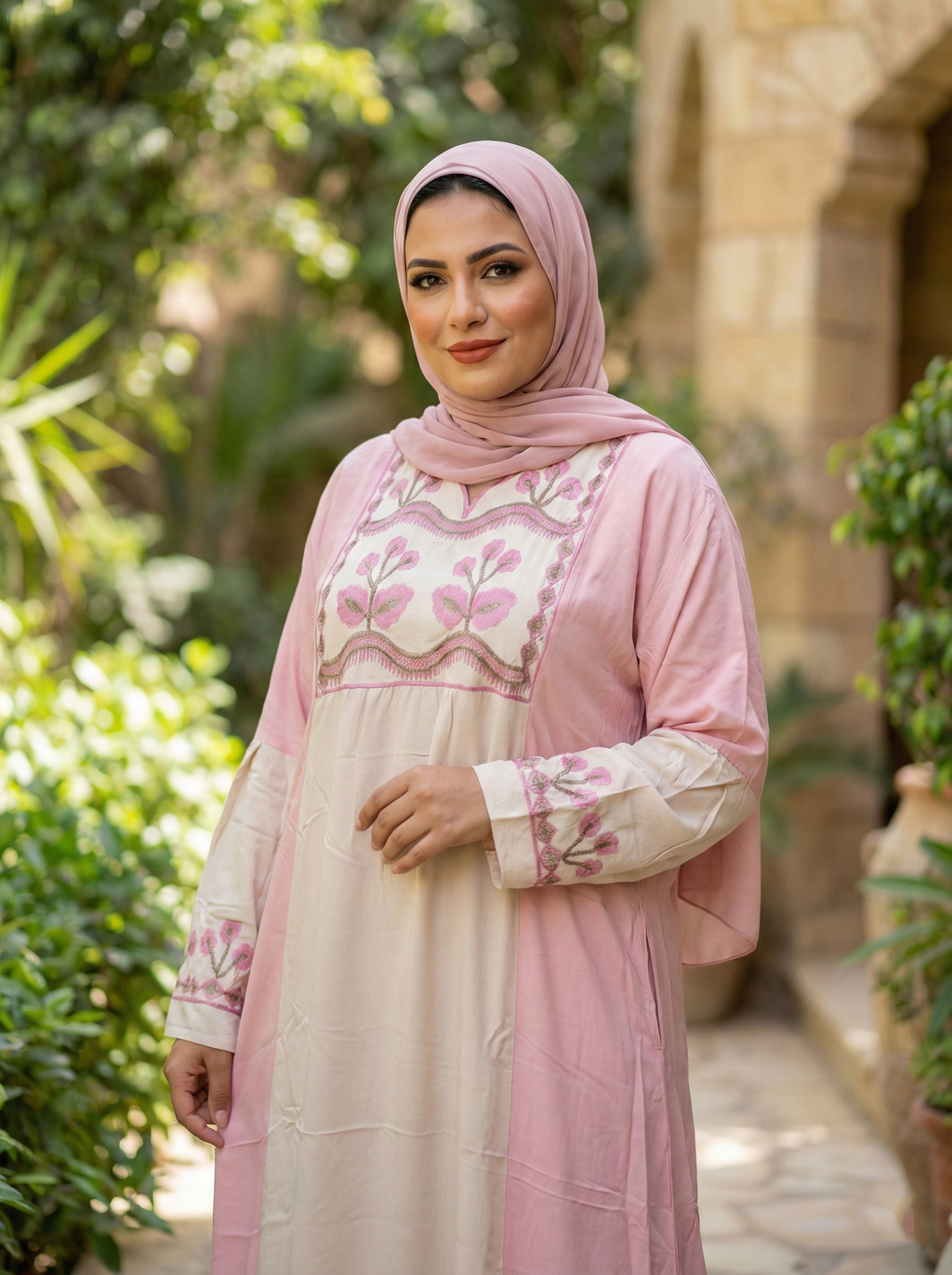 عباية كتان تطريز ورد 🌹