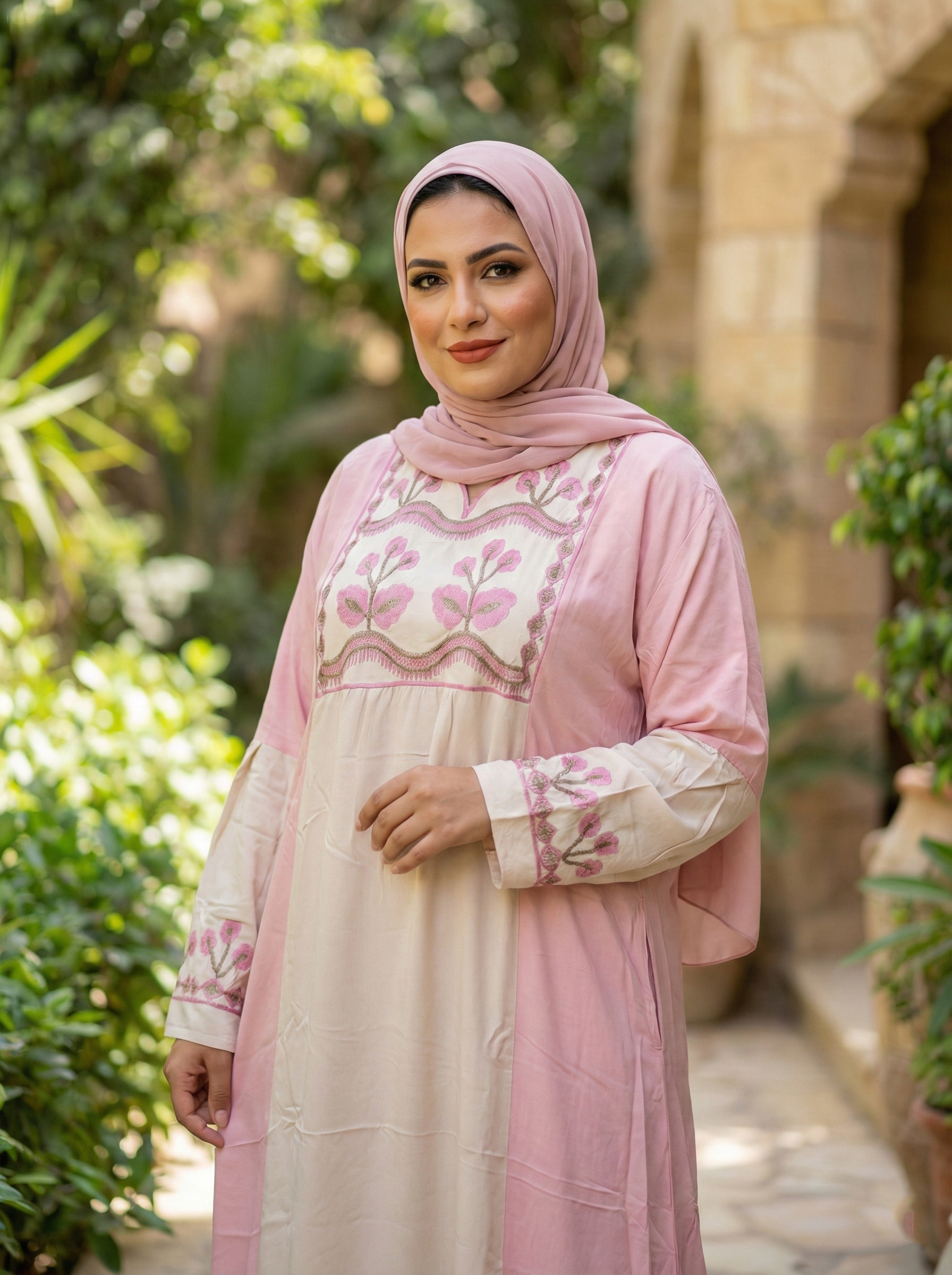 عباية كتان تطريز ورد 🌹