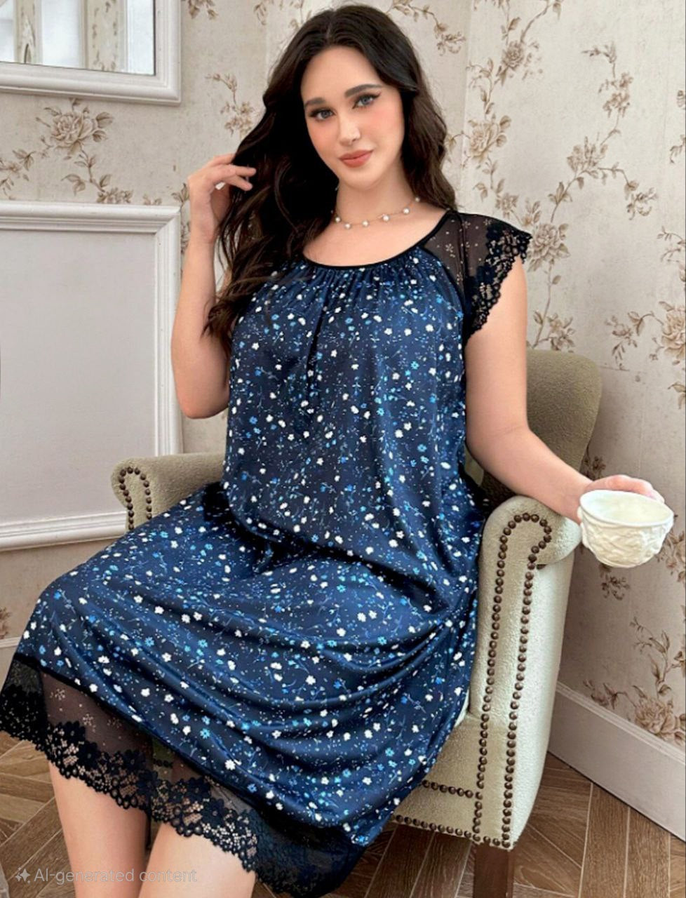 إيزابيلا – كاش بيج سايز قطن ليكرا بطباعة سبلميشن مع دانتيل