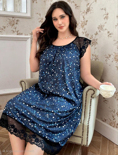 إيزابيلا – كاش بيج سايز قطن ليكرا بطباعة سبلميشن مع دانتيل