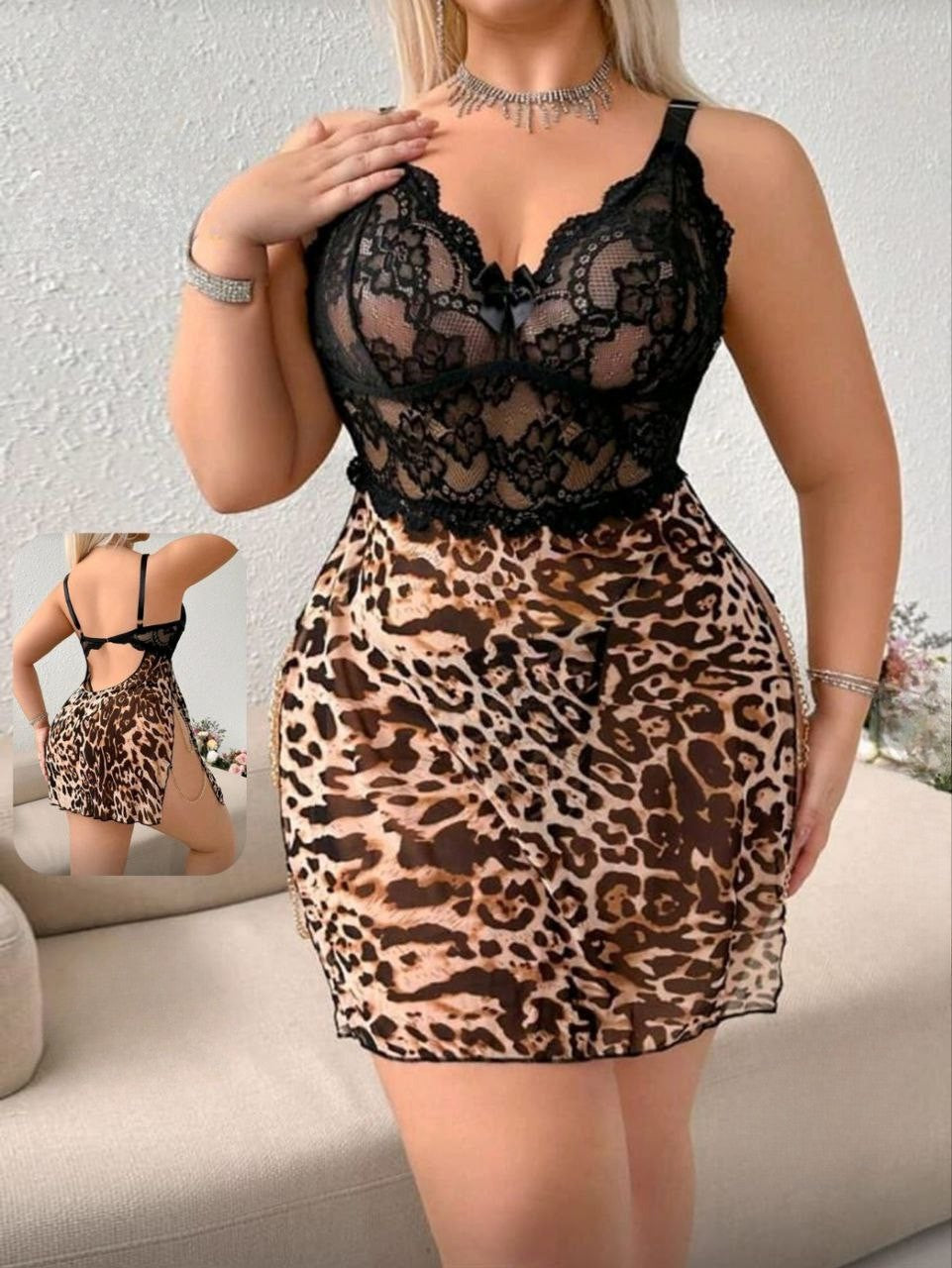 🖤 لانجيري قصير بيج سايز – جرأة وأنوثة بإطلالة جذابة 🐆🖤