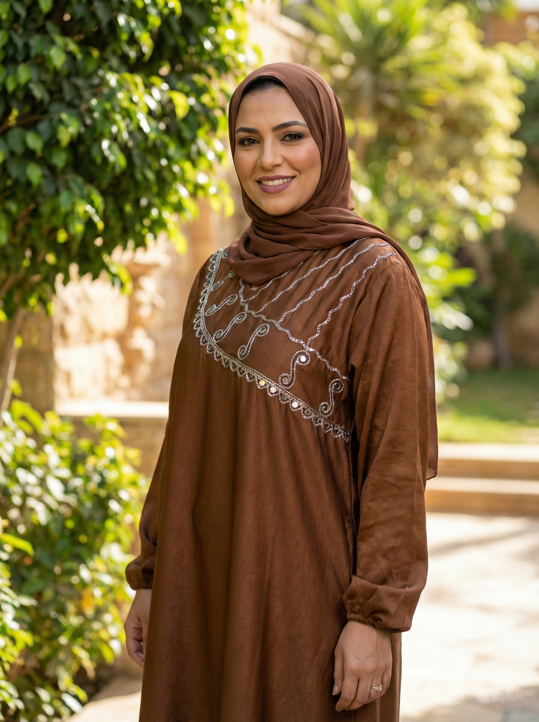 عباية ستان مطرزة دهبي✨️