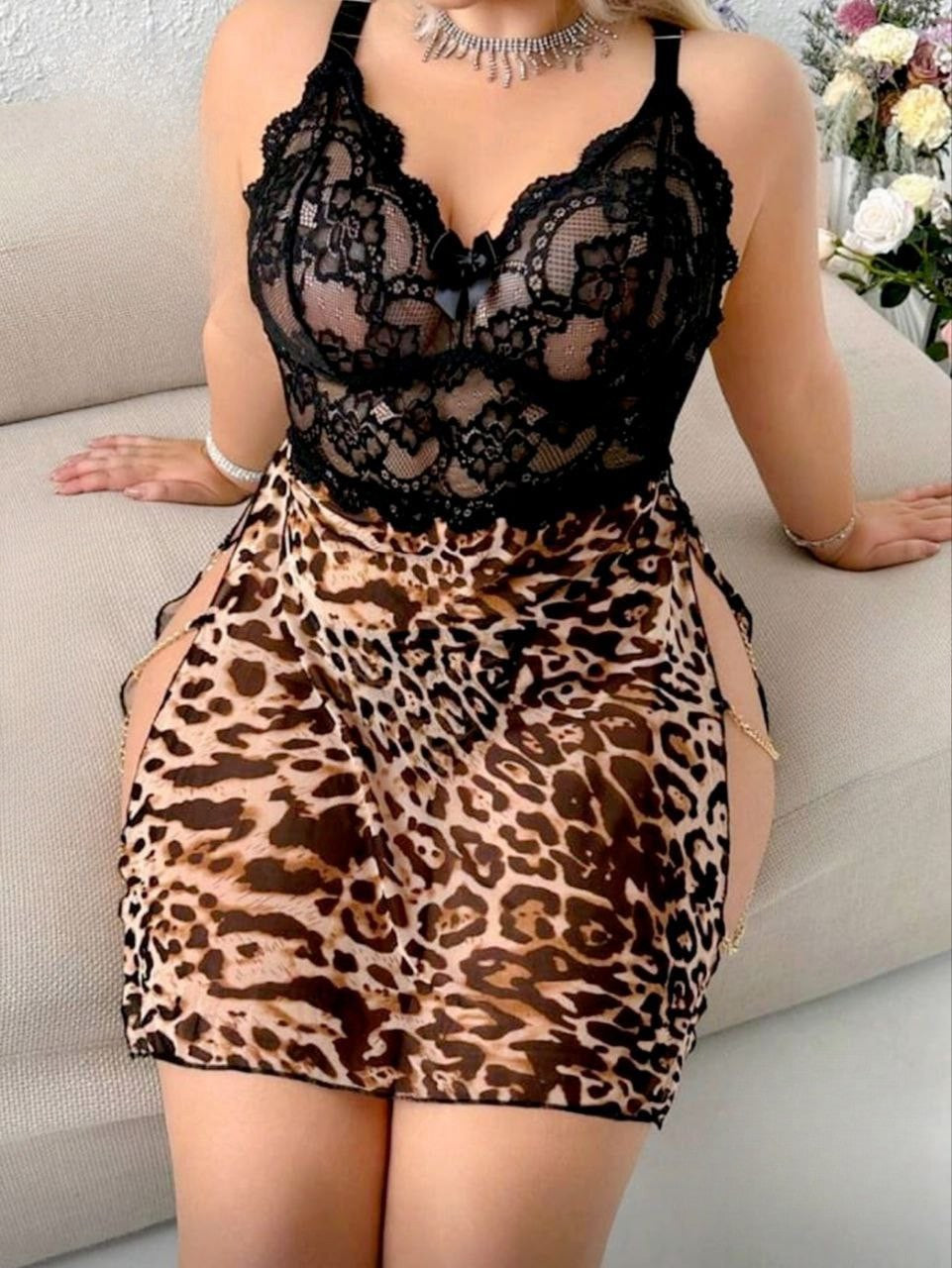 🖤 لانجيري قصير بيج سايز – جرأة وأنوثة بإطلالة جذابة 🐆🖤