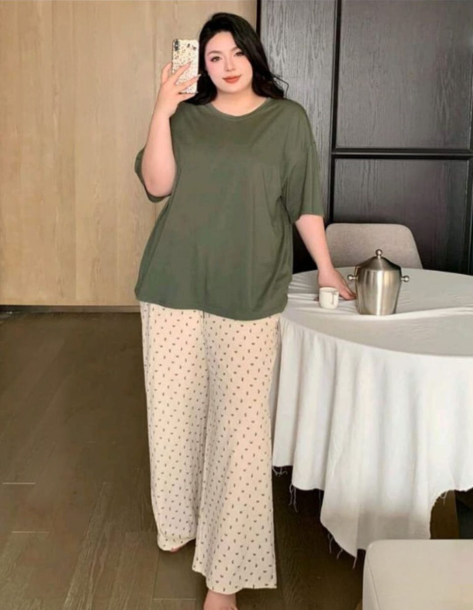 🌸 بيجامة بيج سايز كاجوال 🩷