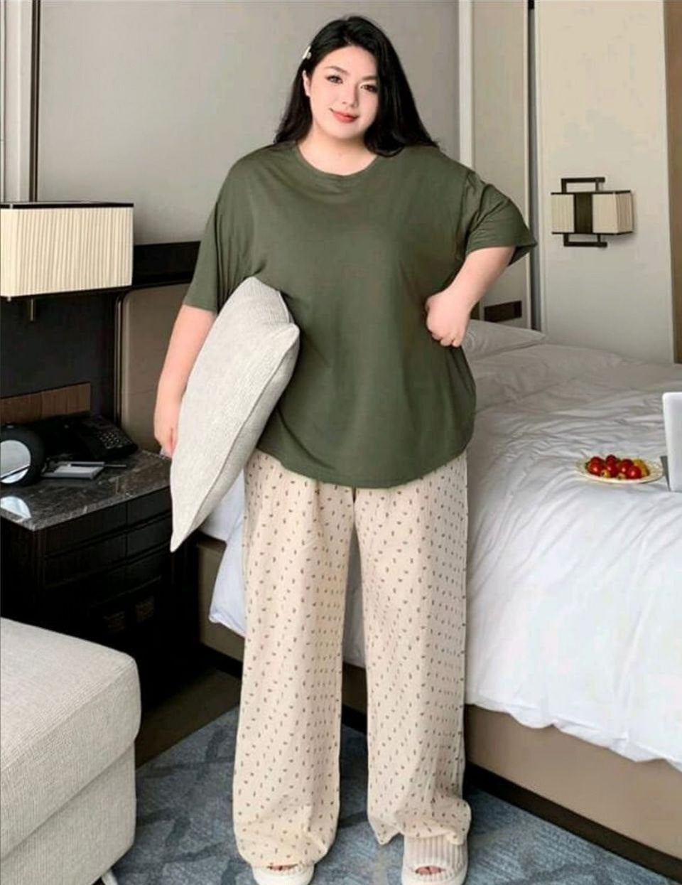 🌸 بيجامة بيج سايز كاجوال 🩷
