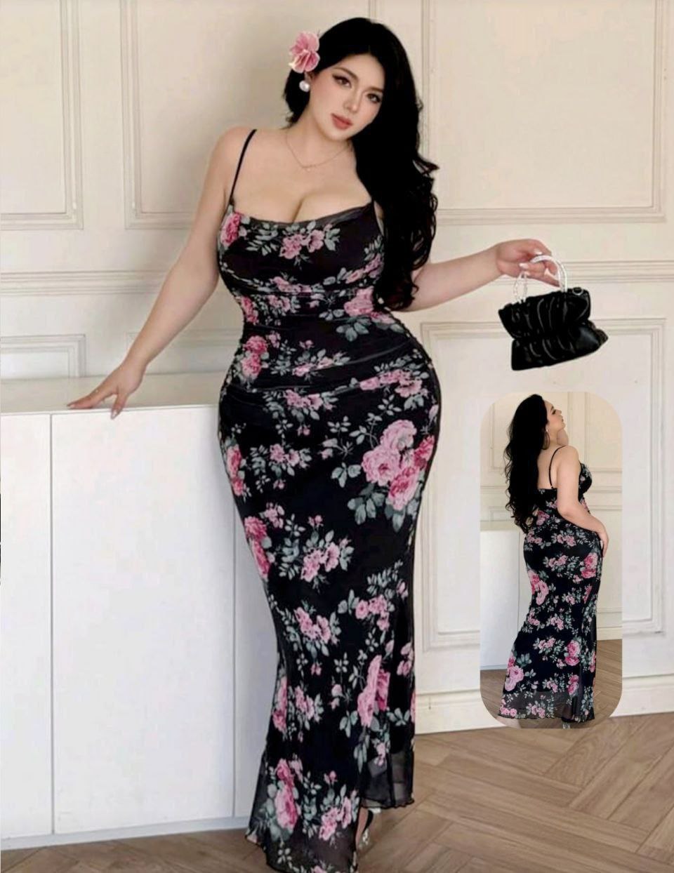 فستان لانجيري طويل فلورال🌸