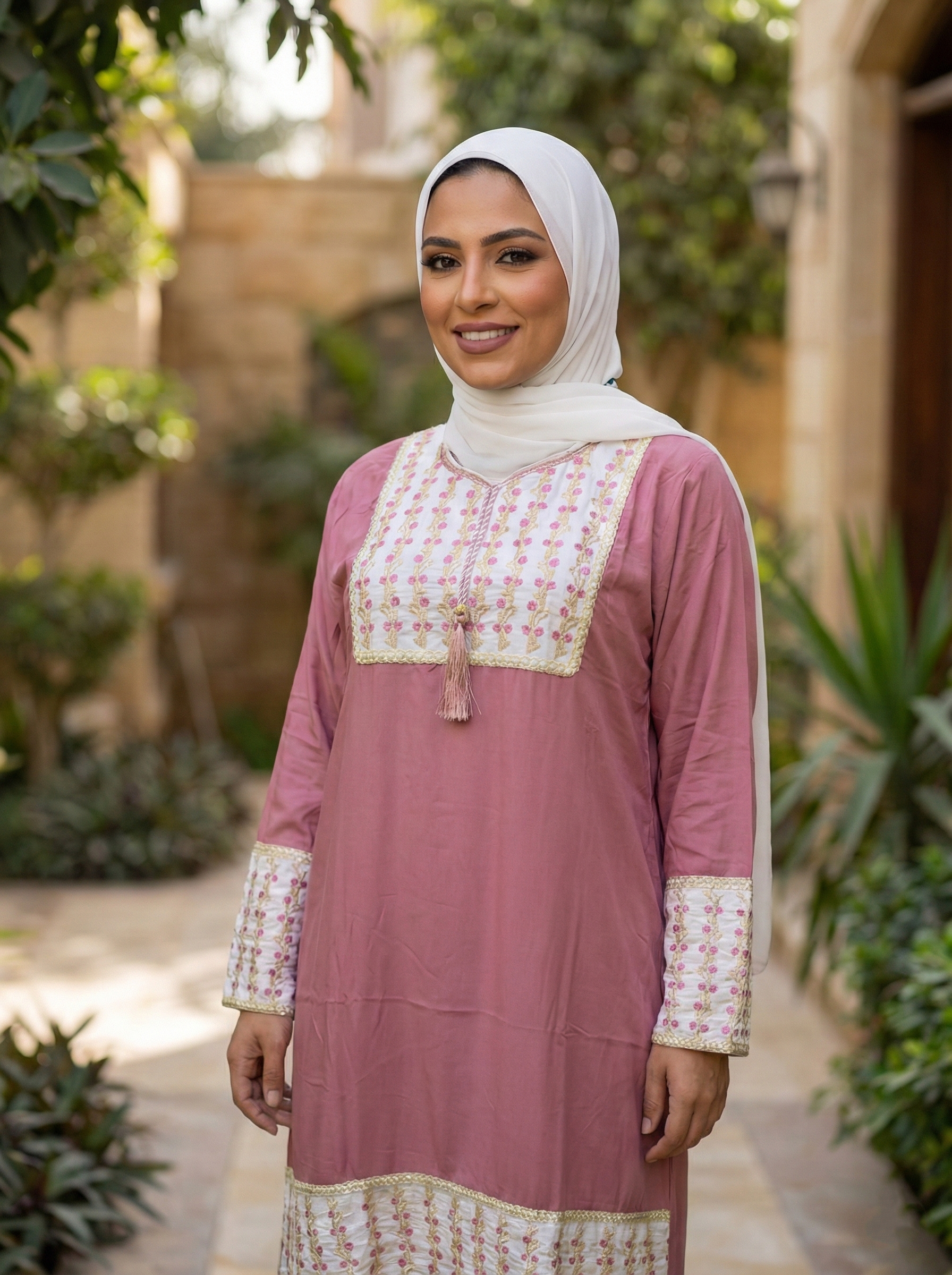 عباية قطن مطرزة من الصدر والاكمام 💃