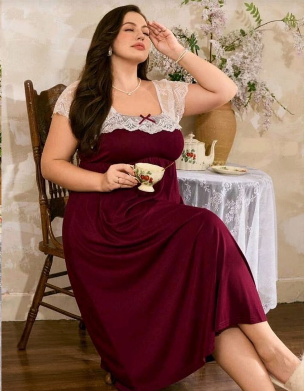 قميص نوم بيج سايز – فخامة ناعمة ولمسة أنوثة راقية ♥️🍒