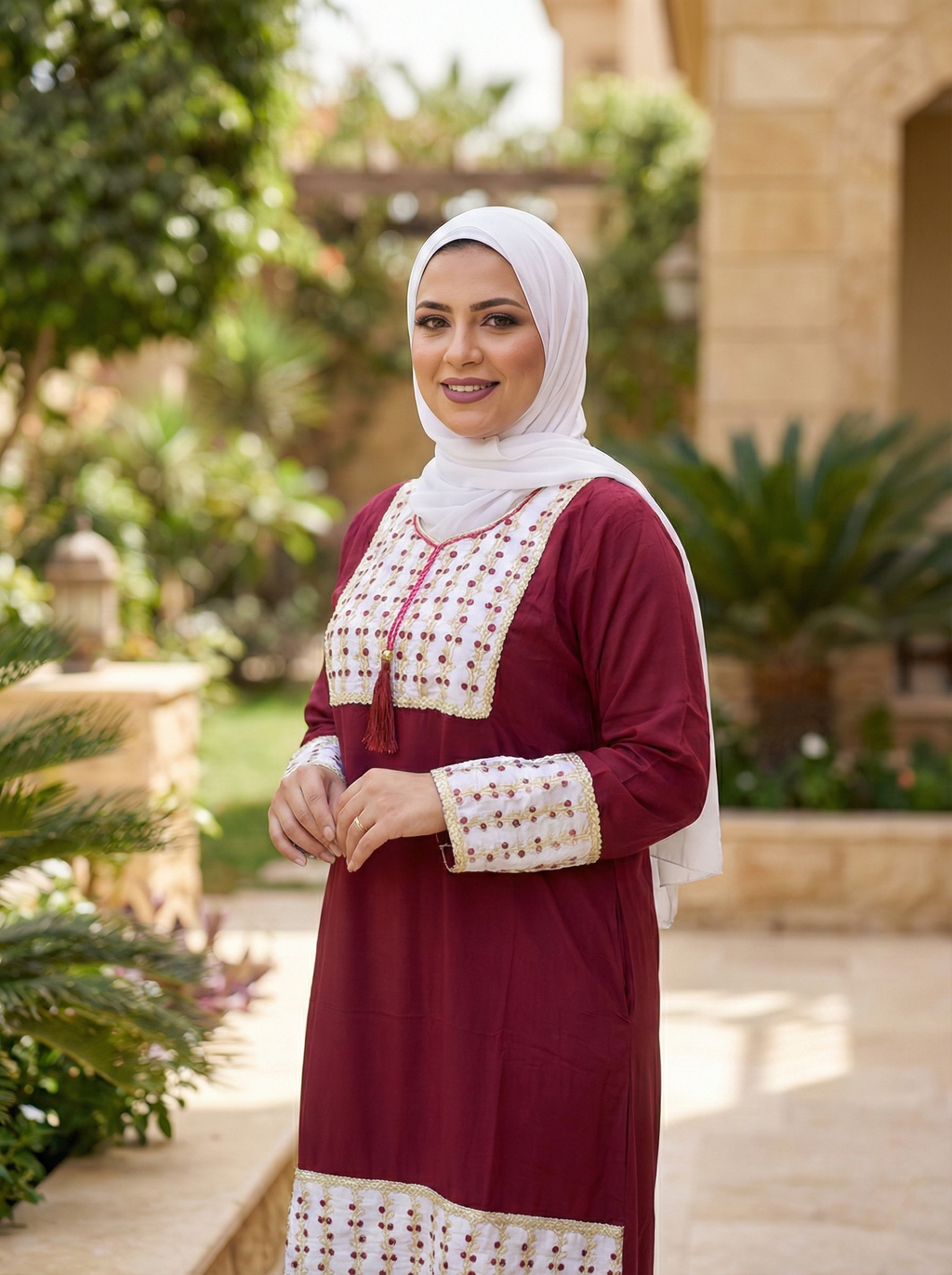 عباية قطن مطرزة من الصدر والاكمام 💃