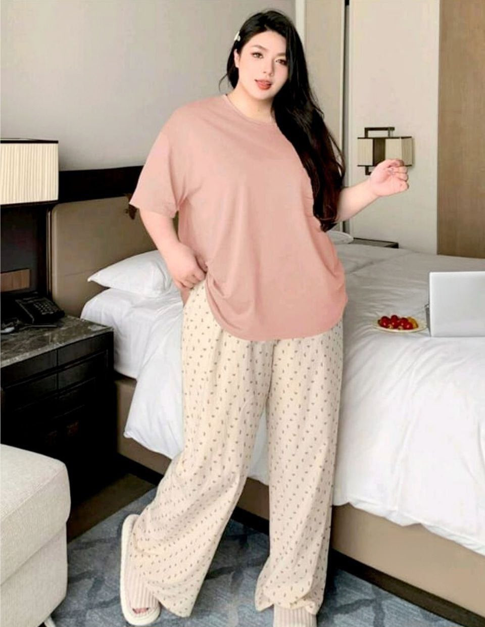 🌸 بيجامة بيج سايز كاجوال 🩷