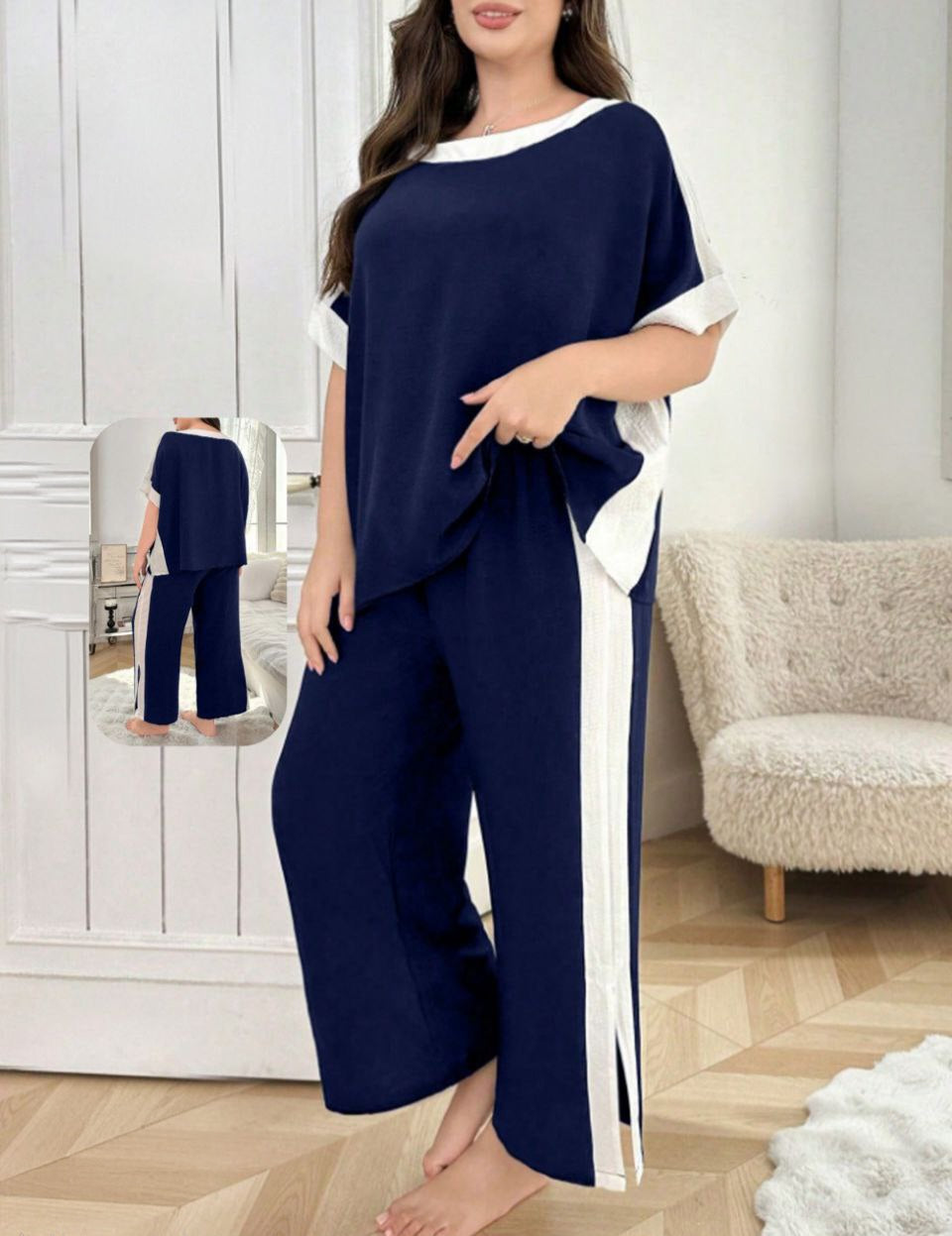 💙 بيجامة بيج سايز – ستايل سبور شيك وراحة طول اليوم 😍