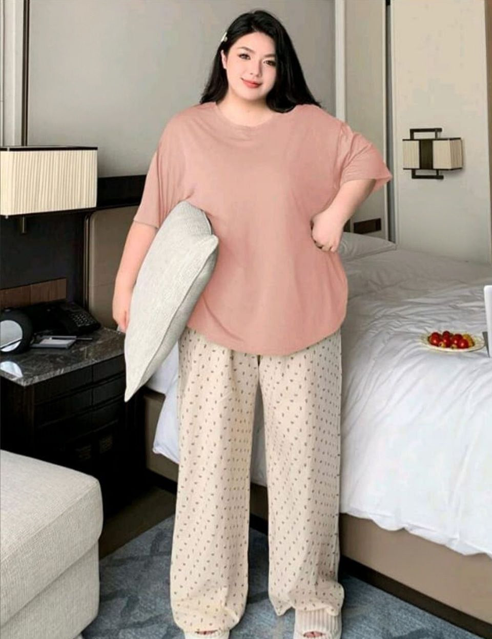 🌸 بيجامة بيج سايز كاجوال 🩷