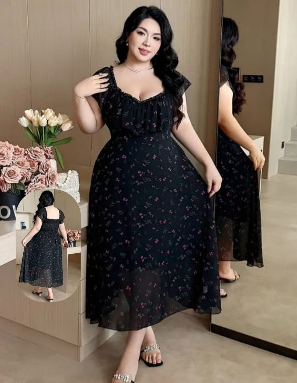 لانجيري بيج سايز... فخامة باللون الأسود ولمسة أنوثة تخطف الأنظار ✨🖤