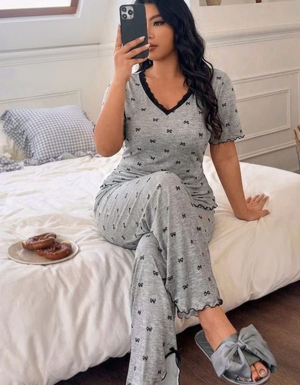 بيجامة بيج سايز – ريب مضلع شيك وراحة طول اليوم ♥️✨