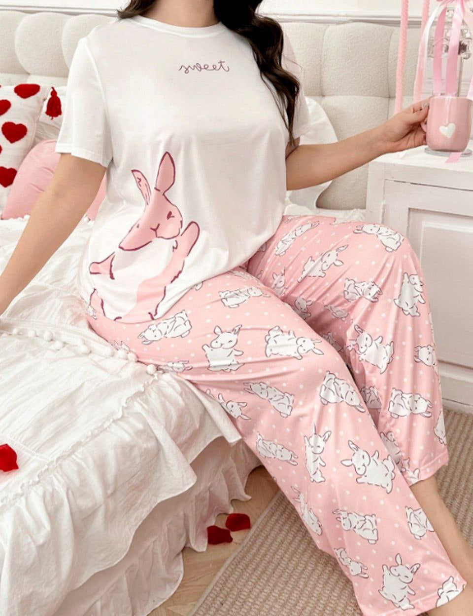 🐰 بيجامة بيج سايز 🩷