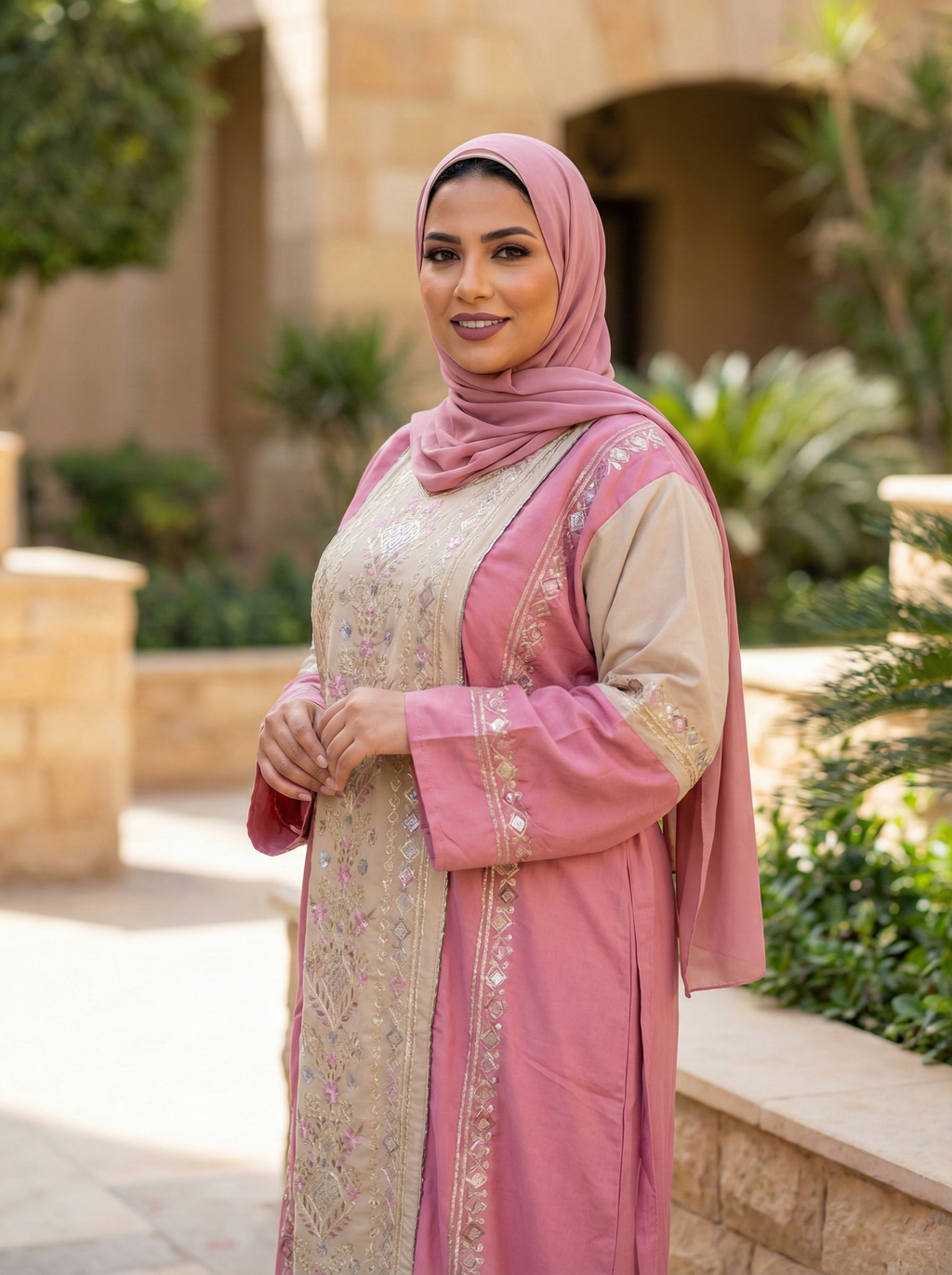 عباية كتان مطرزة