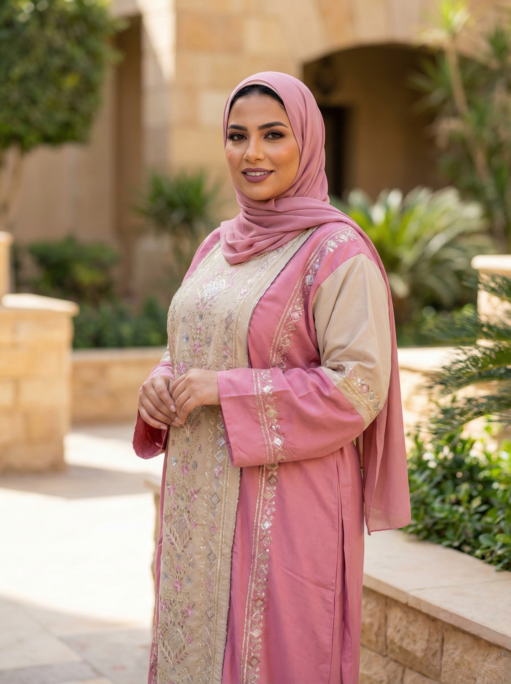 عباية كتان مطرزة