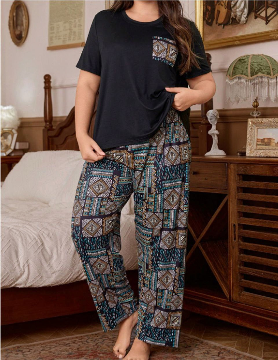 🖤 بيجامة بيج سايز – راحة + ستايل مختلف 🤎✨️