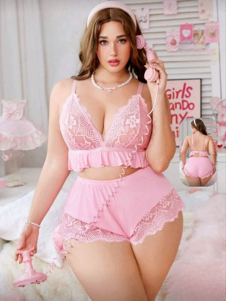 💗 لانجيري قطعتين بيج سايز – دلع وأنوثة 💞