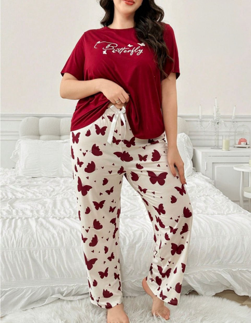 🦋 بيجامة كيوت بيج سايز – مود يفتح النفس 🥰❤️