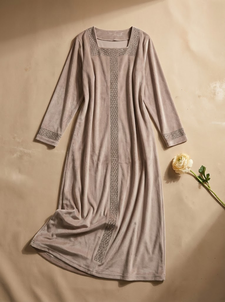 عباية بيتي قطيفة مطرزة مكتب تبارك