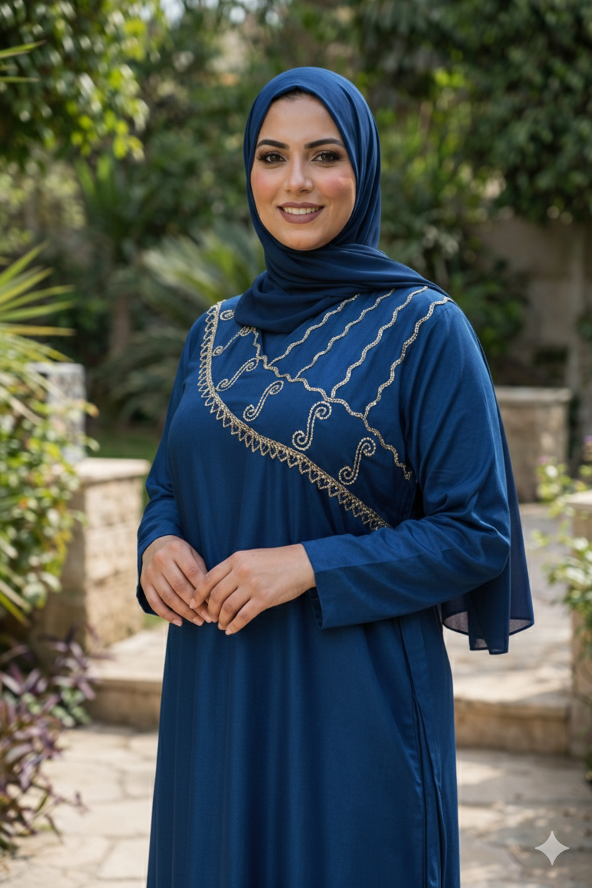 عباية ستان مطرزة دهبي✨️