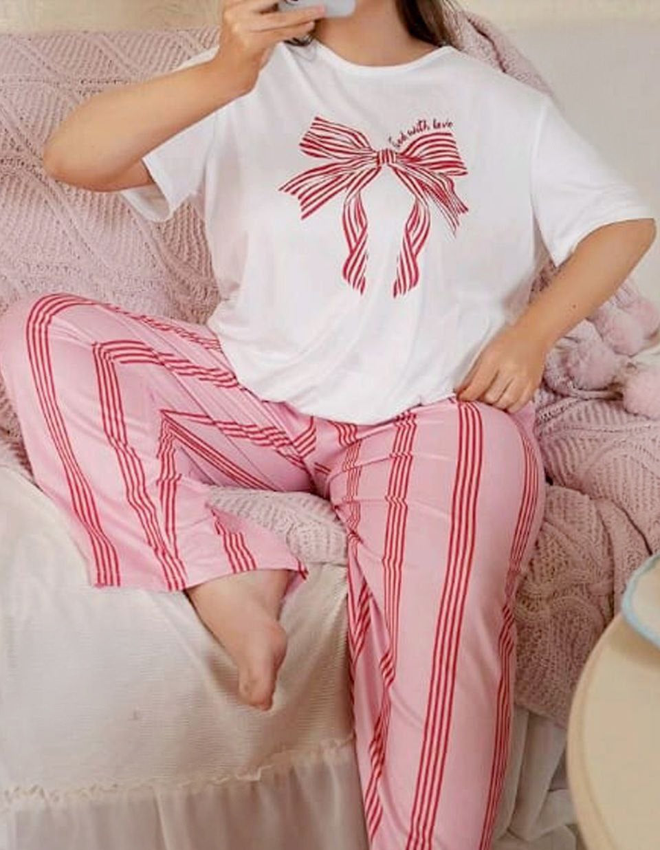 🎀 بيجامة كيوت بيج سايز 🩷