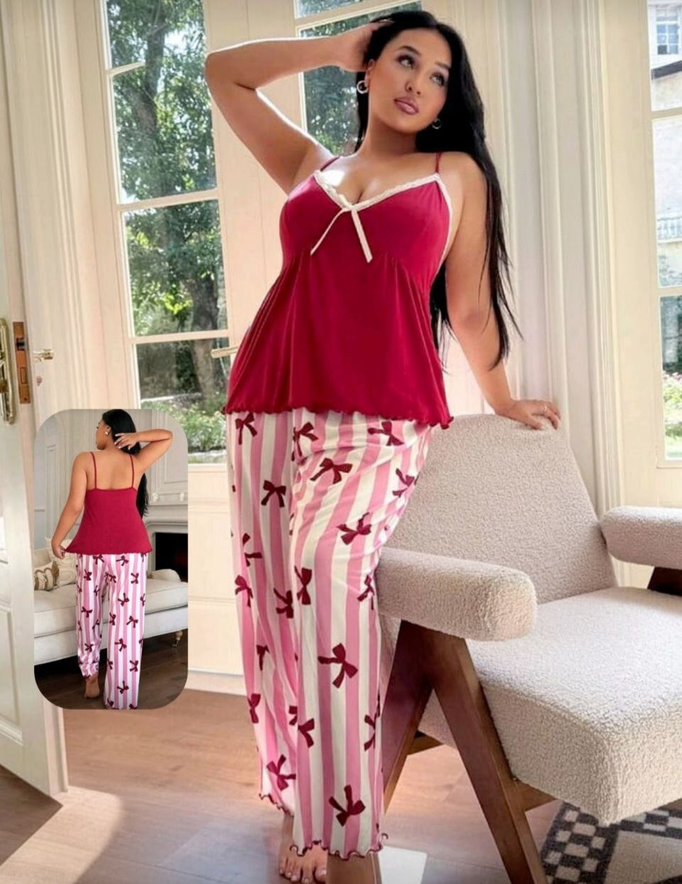 💗 بيجامة بيج سايز – دلع مريح ولمسة أنوثة مرحة ❤️🎀