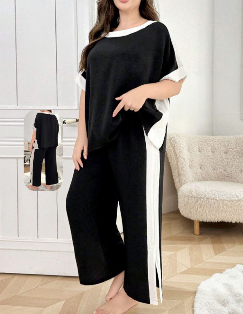 💙 بيجامة بيج سايز – ستايل سبور شيك وراحة طول اليوم 😍