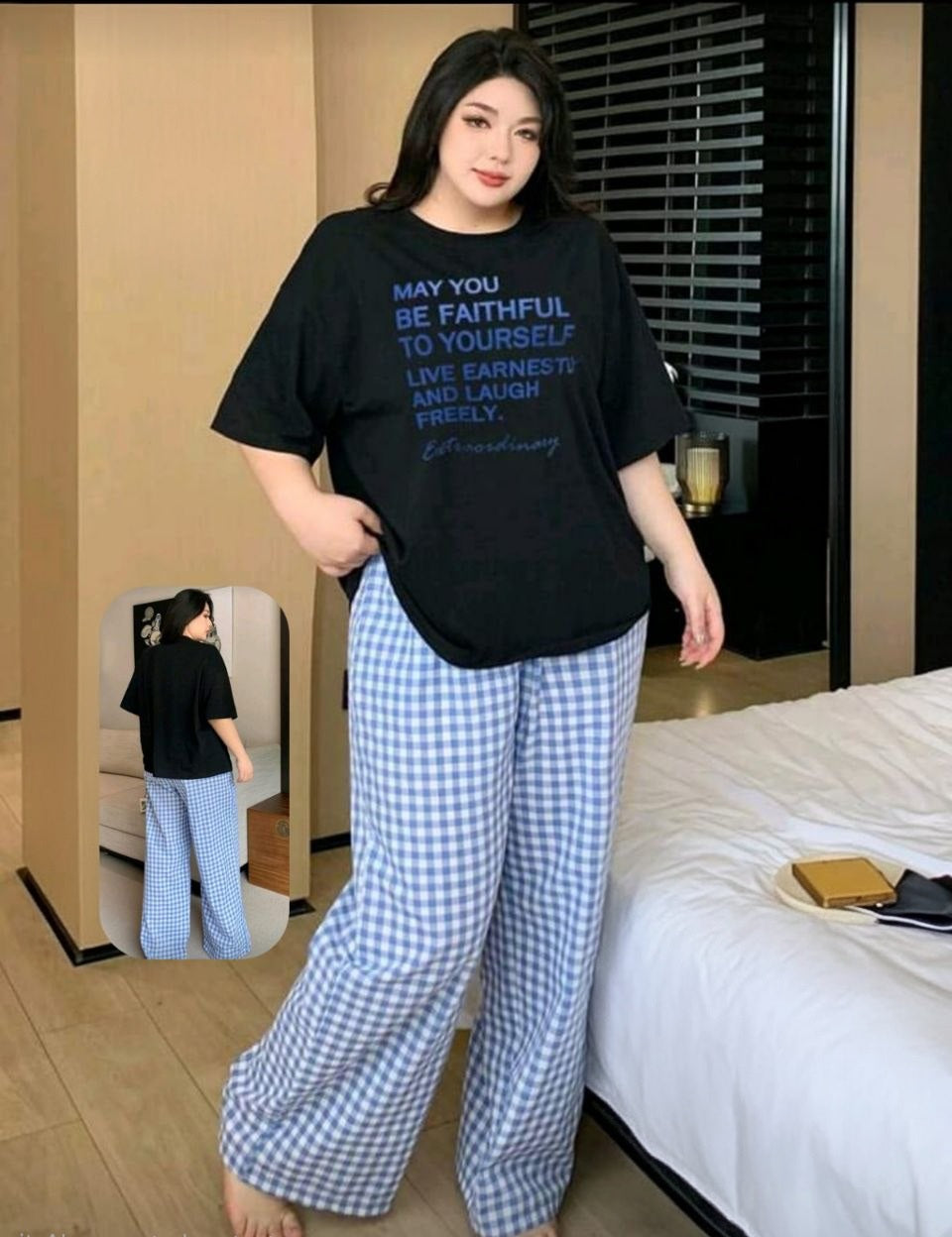بيجامة كاجوال بيج سايز مريحة وشيك 🖤💙✨️